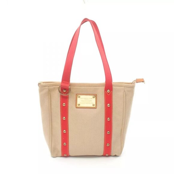 LOUIS VUITTON Cabas MM Tote Bag M40035 Antigua canvas leather Used Women - Picture 1 of 12